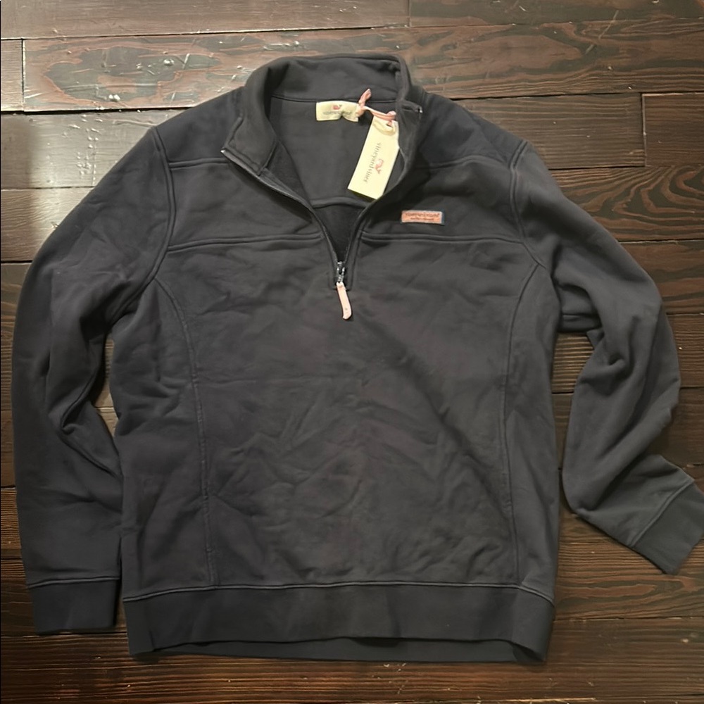 Navy Quarter Zip Up Vinyard Vines Sweater with Stand-Up Collar